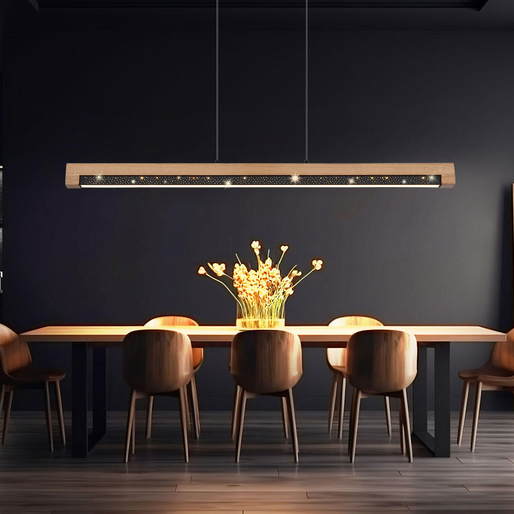 LED HÄNGELEUCHTE Metall Holz Braun - Braun, Holz (85/7/120cm) - Globo Lighting