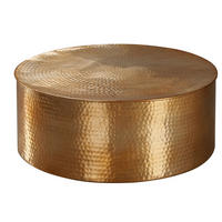 COUCHTISCH mit orientalischem Design, Hammerschlagstruktur und großzügiger Ablage aus Aluminium, Gold 75x75x31 cm - Goldfarben, Metall (75/75/31cm) - KADIMA DESIGN