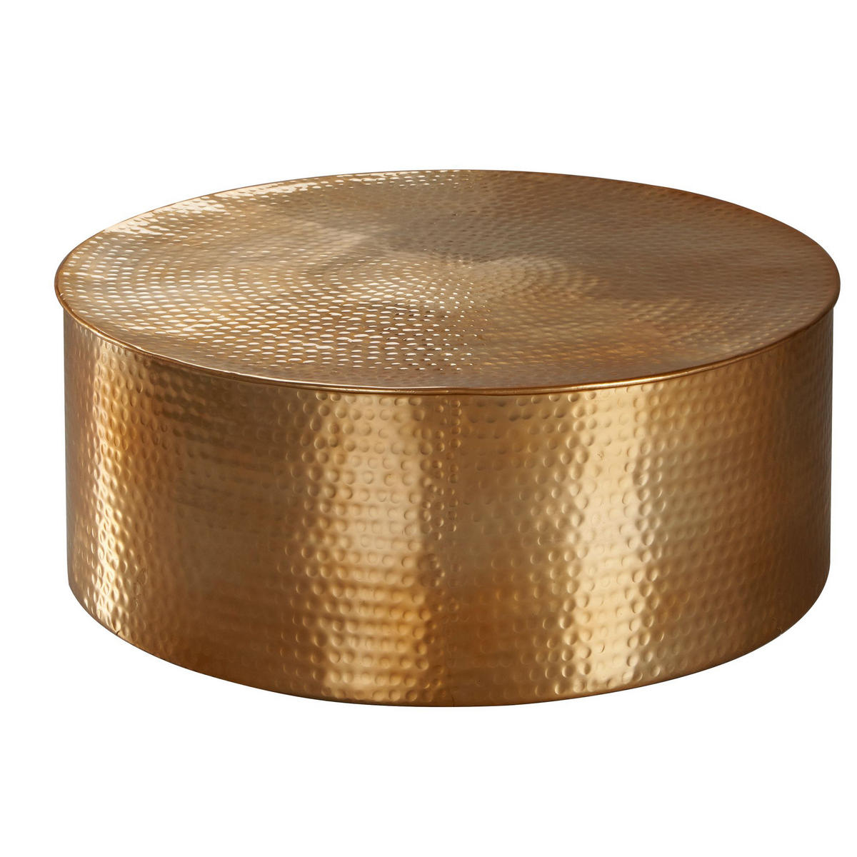 COUCHTISCH mit orientalischem Design, Hammerschlagstruktur und großzügiger Ablage aus Aluminium, Gold 75x75x31 cm - Goldfarben, Metall (75/75/31cm) - KADIMA DESIGN