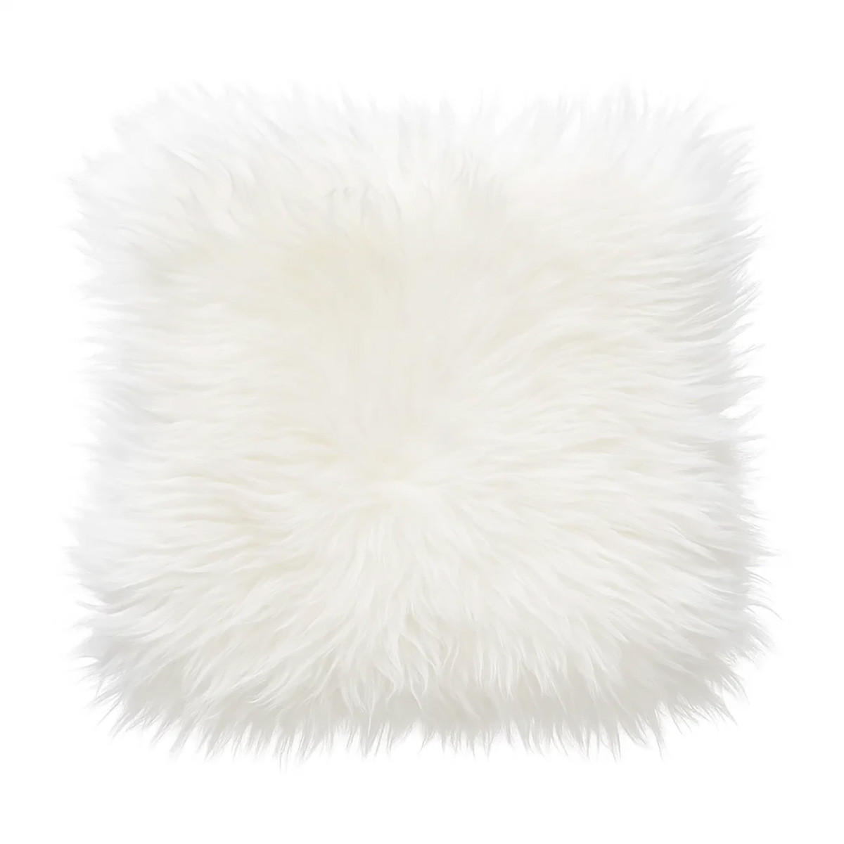 SITZKISSEN Stuhlauflage aus echtem Schaffell, Natur, Leinenstoff, 40 cm - Weiß, Fell (40/40cm) - Provellus