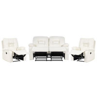SOFA-SET manuell verstellbar 4-Sitzer Kunstleder Weiß Bergen - Weiß, Kunststoff (149/101/72cm) - Beliani