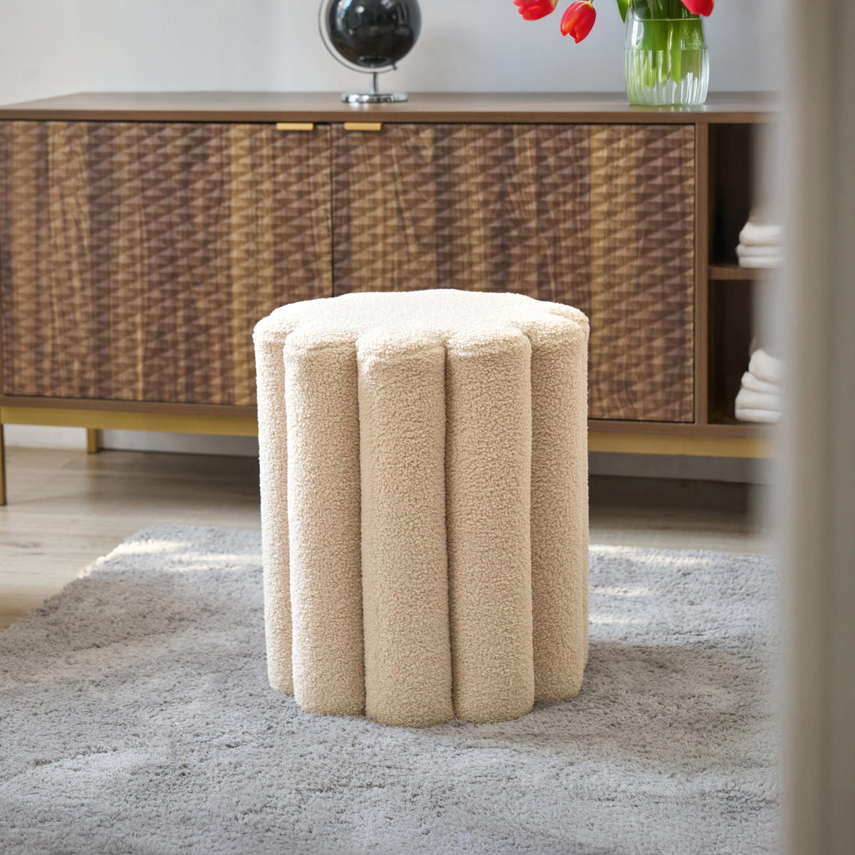 HOCKER DAHLIA Beige - Beige, Textil (35/40/35cm) - SVITA