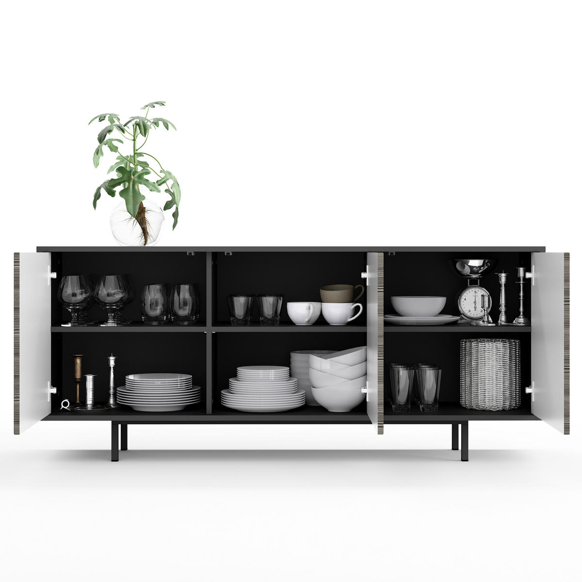 SIDEBOARD Akia Avola Anthrazit 66/154/40 cm - Anthrazit, Holzwerkstoff (154/66/40cm) - SIMPLYFURN