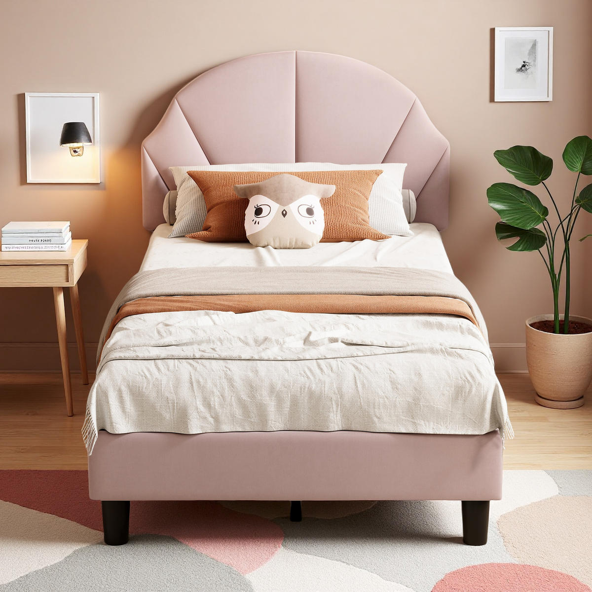 POLSTERBETT 90/200 cm Rosa mit gepolstertem Kopfteil - Rosa, Holz (90/200cm) - SHOPENTRA