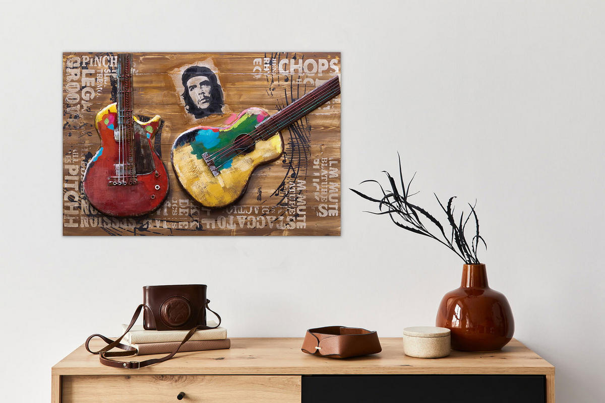 HOLZBILD Braun 90/60 cm - Braun, Holz/Metall (3.3/60cm) - KUNSTLOFT