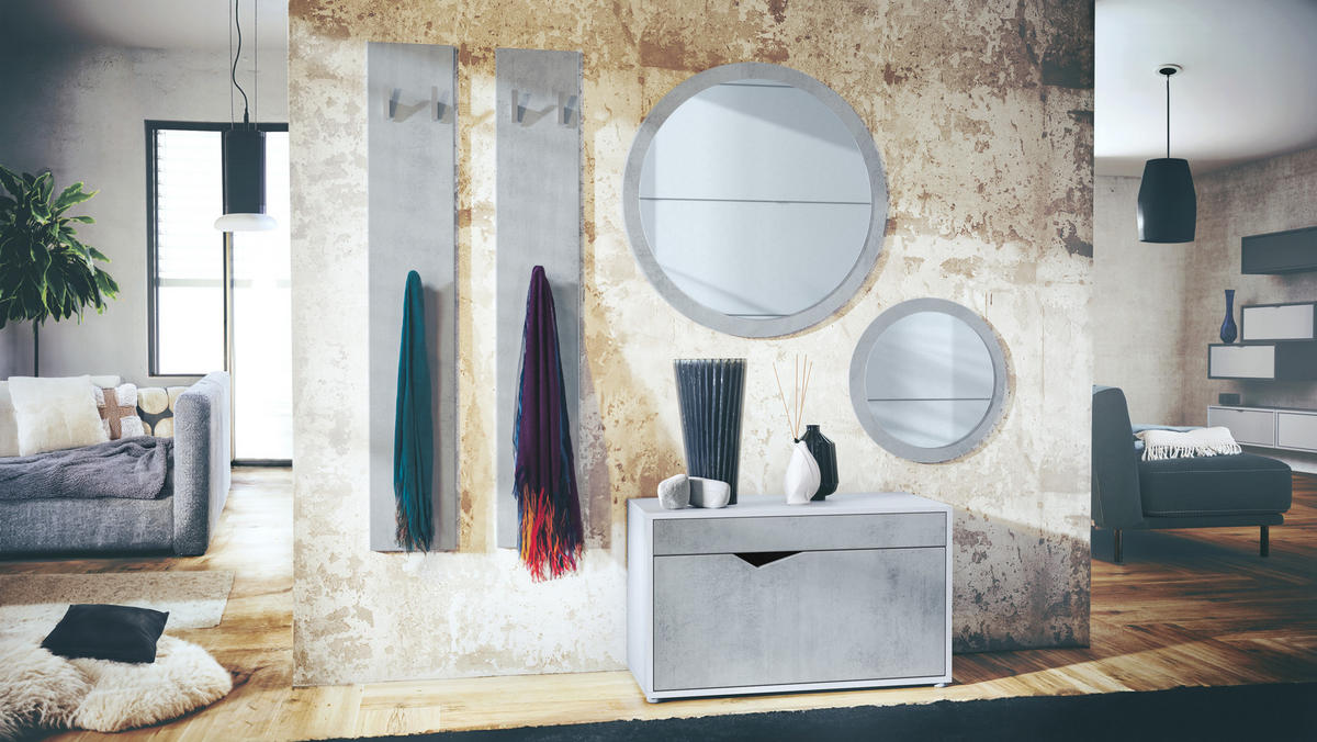 GARDEROBE Espoo Beton Oxid Optik - Hellgrau, Holzwerkstoff (200/200/33cm) - Vladon