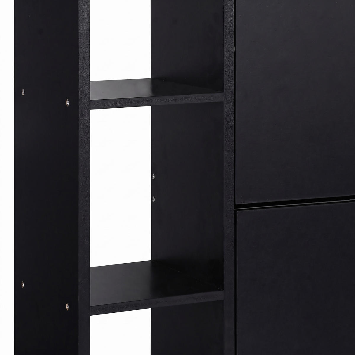 SCHUHSCHRANK Schwarz industriell 2 Klappen 90x80x23,5 cm - Schwarz, Holzwerkstoff/Kunststoff (80/90/23.5cm) - Relaxdays