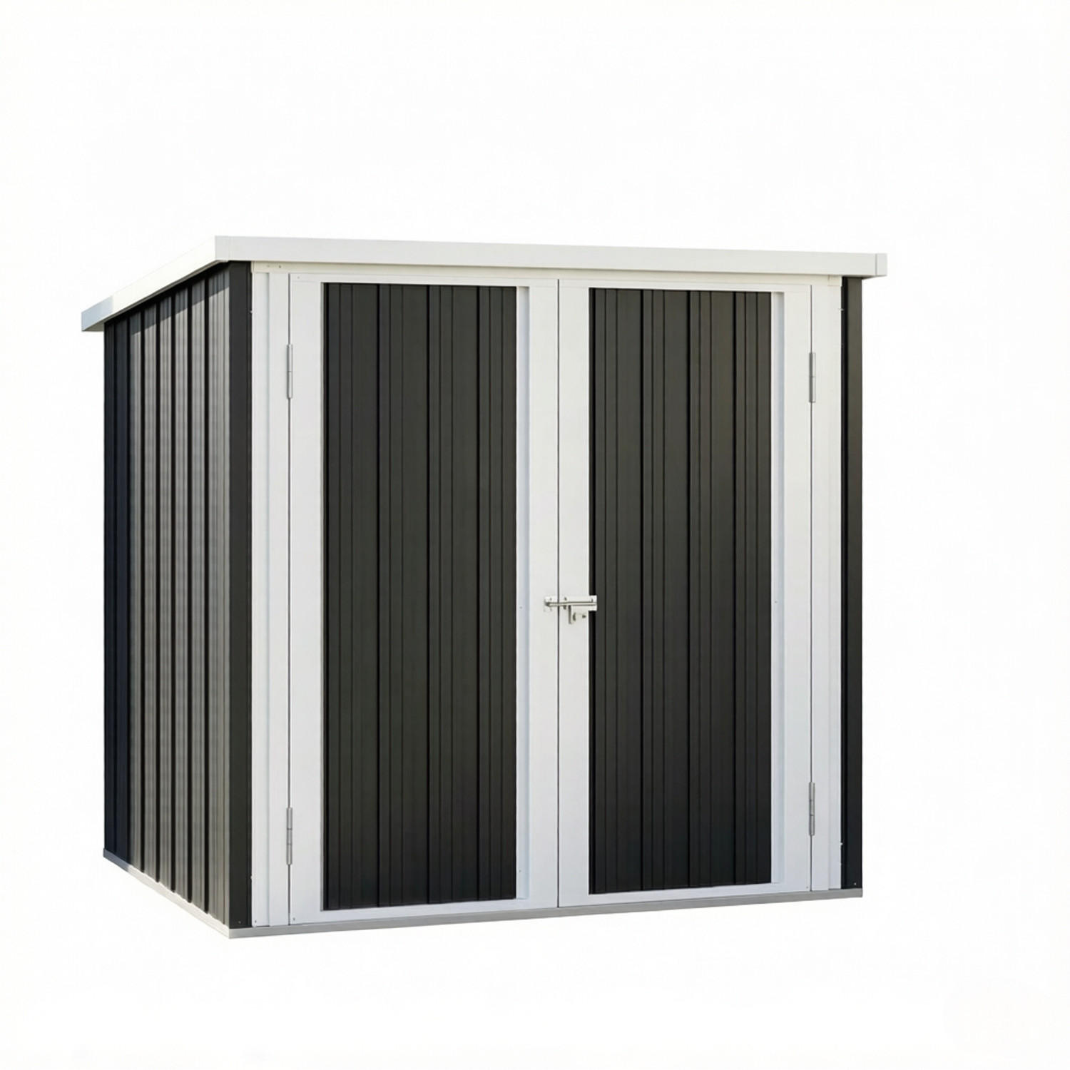 GERÄTEHAUS 147/86/134 cm mit Grau 2 Türen, Boden nicht enthalten - Schwarz, Metall (86/134/147cm) - Oxeza