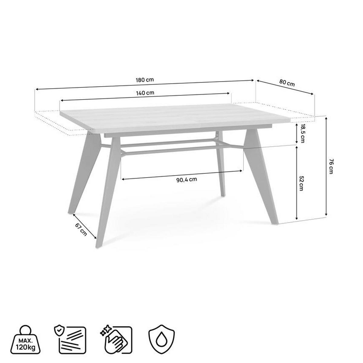 ESSTISCH ausziehbar 140/180cm Metallbeine Beige und Tischplatte Nussbaum-Optik Meloe - Beige/Nussbaumfarben, Holzwerkstoff/Metall (90/140/76cm) - Sicaan