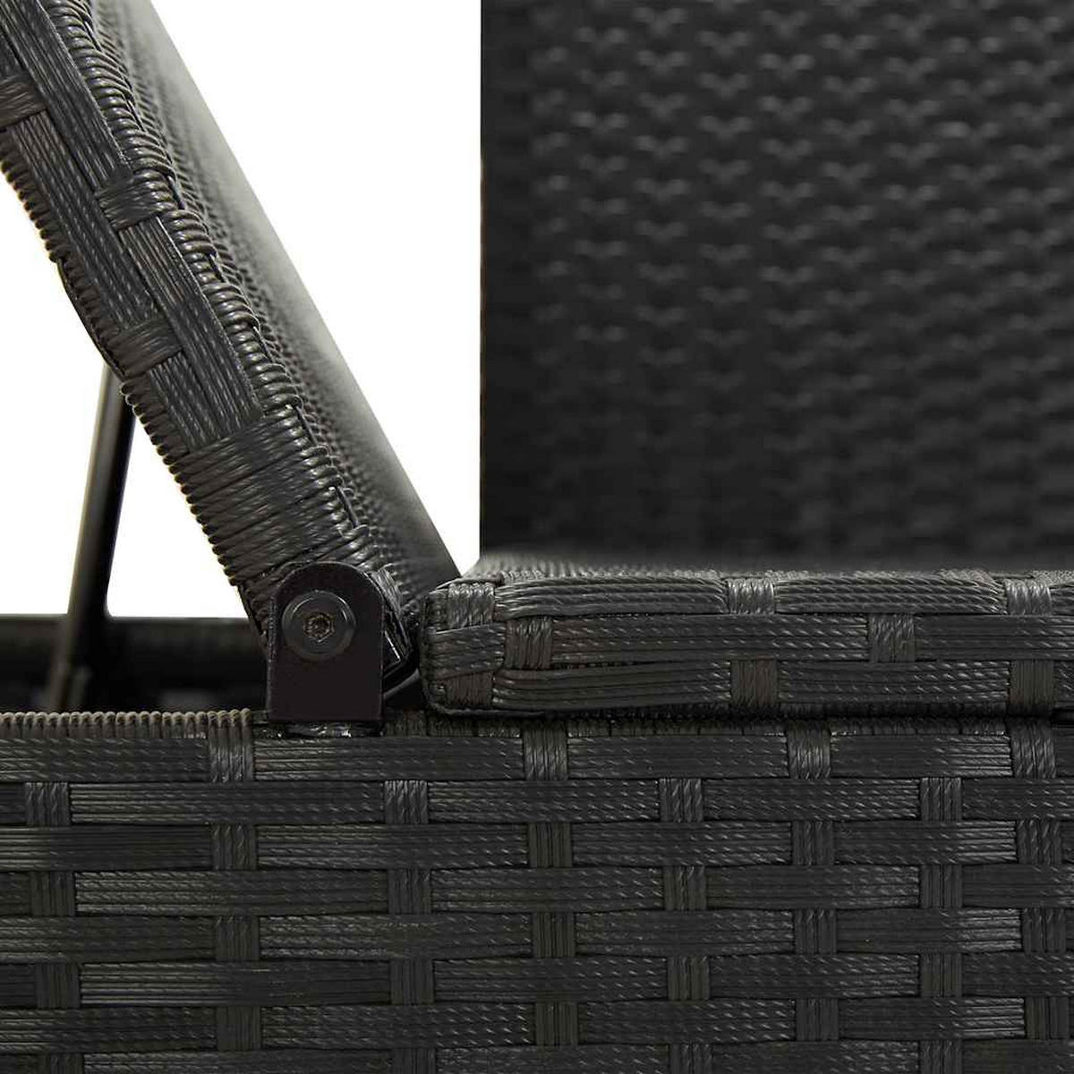 SONNENLIEGE Mit Auflage Poly Rattan Schwarz - Schwarz/Grau, Kunststoff/Textil (60/60/195cm) - vidaXL