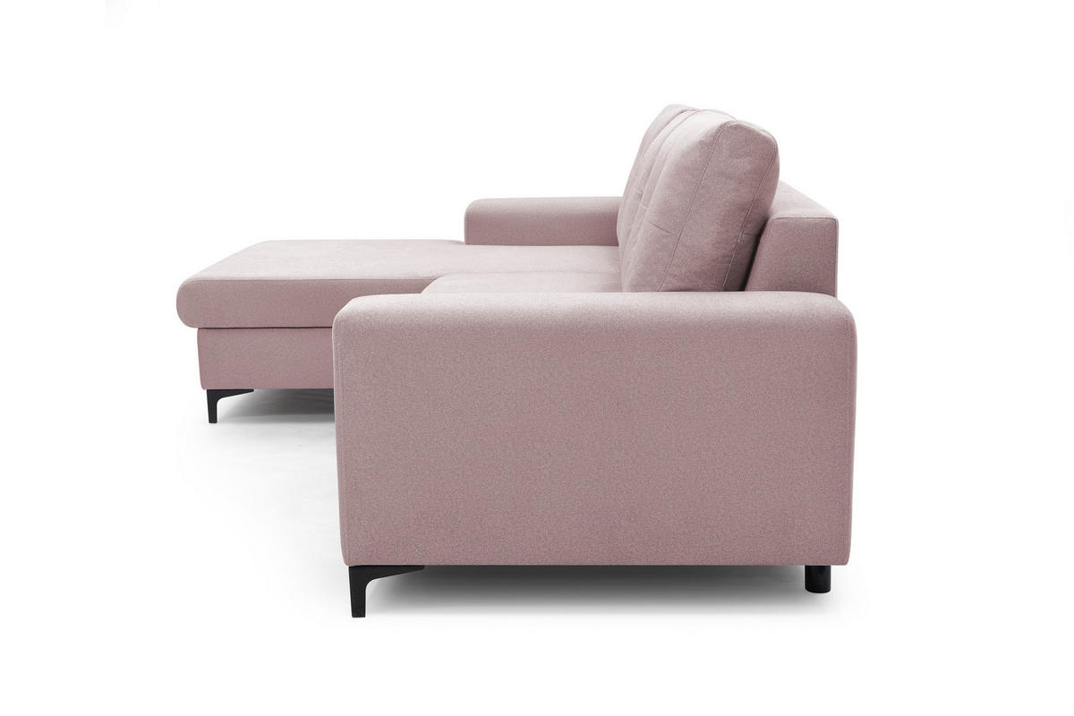 ECKSOFA AVRA L-förmig, mit Stauraumbehälter-in RINO-Stoff, Komfort & Eleganz, lose Rückenkissen, freistehend, LINKS 165x251x85 cm Pink - Pink, Holz/Textil (165/251cm) - DomoHome