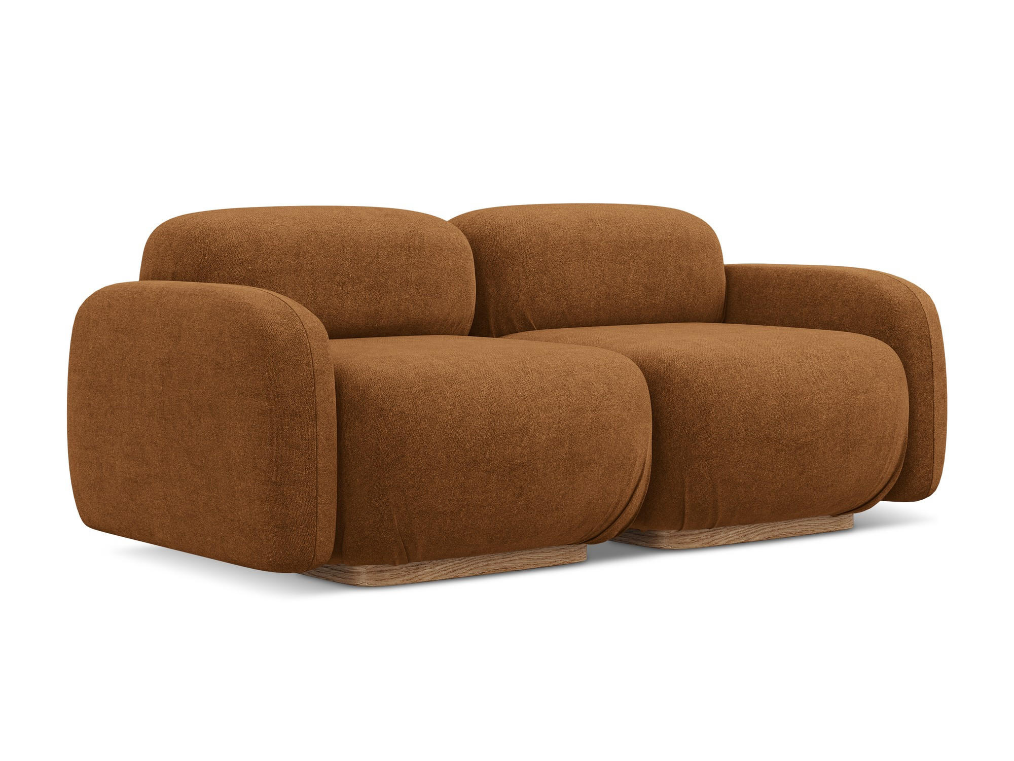 3-SITZER SOFA Bouclé Stoff Orange - Pink/Terra cotta, Holz/Textil (190/73/95cm) - Makamii