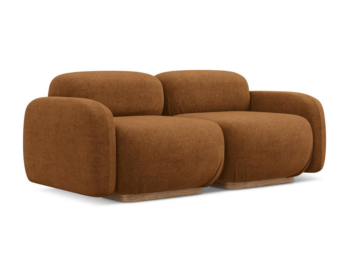 3-SITZER SOFA Bouclé Stoff Orange - Pink/Terra cotta, Holz/Textil (190/73/95cm) - Makamii