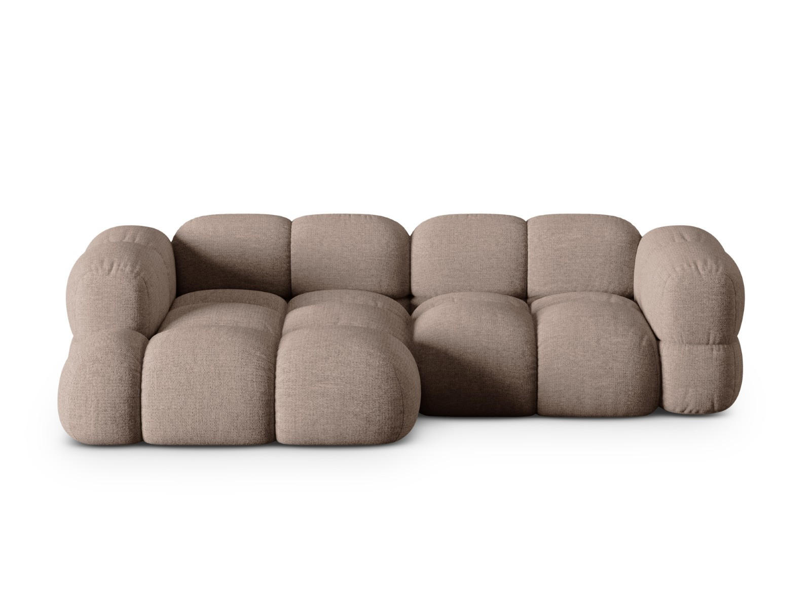 ECKSOFA links Loretto aus strukturiertem Stoff cappuccino 3 Sitzplätze - Cappuccino, Textil (147/250cm) - Cosmopolitan Design