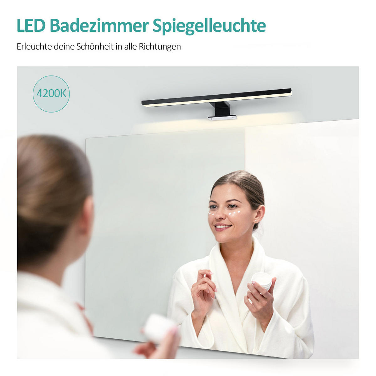 SPIEGELLEUCHTE LED Schwarz 4200K 40,4/17,1/4 cm - Schwarz, Kunststoff (17/40/4cm) - EMKE