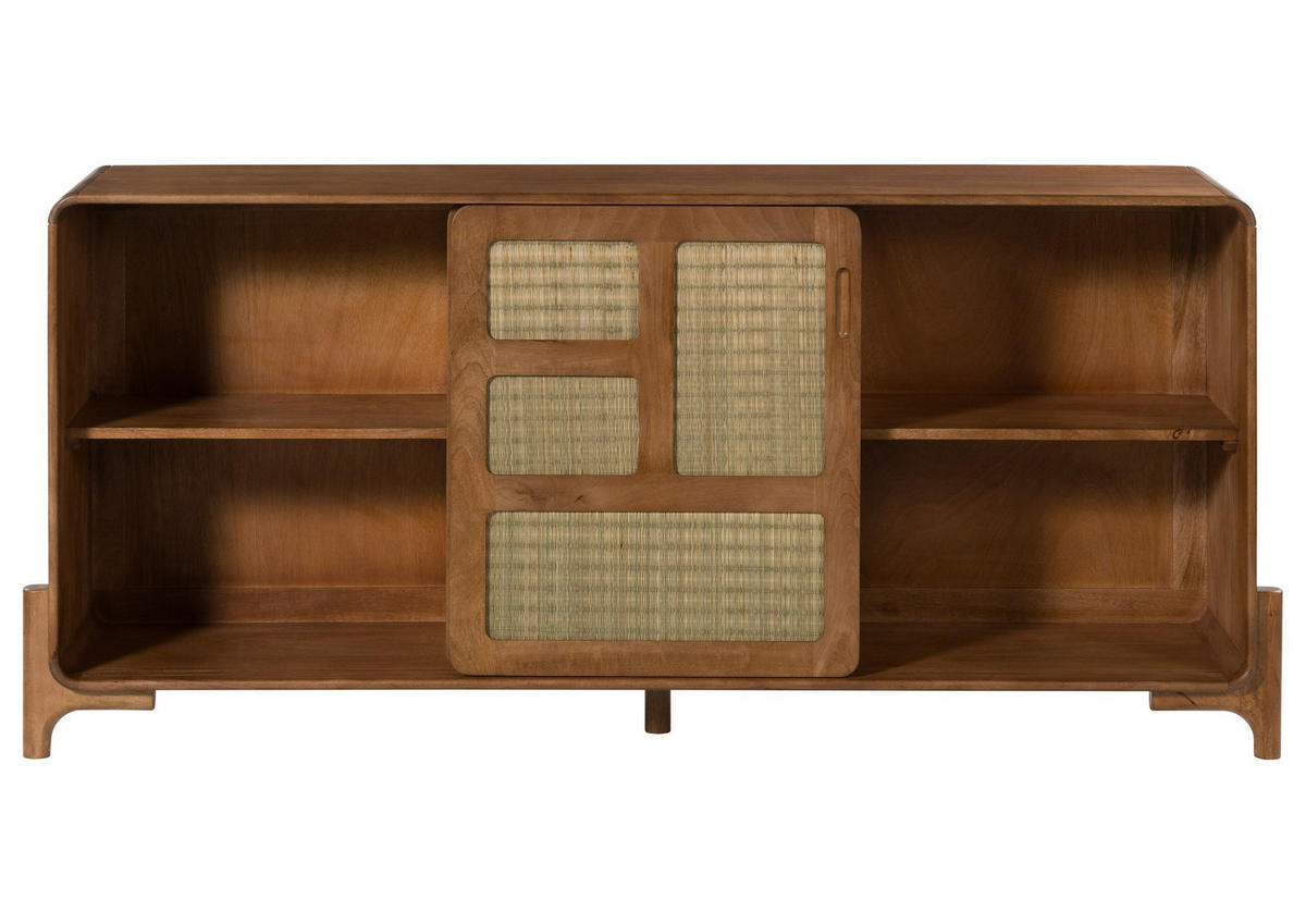 SIDEBOARD Mango/Seegras 180x40x80 hellbraun lackiert MIZUMI #102 - Braun, Holz (180/80/40cm) - Massivmoebel24