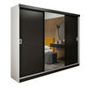 SCHIEBETÜRENSCHRANK RETRO 1 200 - Weiß + Schwarz 200x205x59cm - Schwarz/Weiß, Holzwerkstoff (200/205/59cm) - Kier Furniture