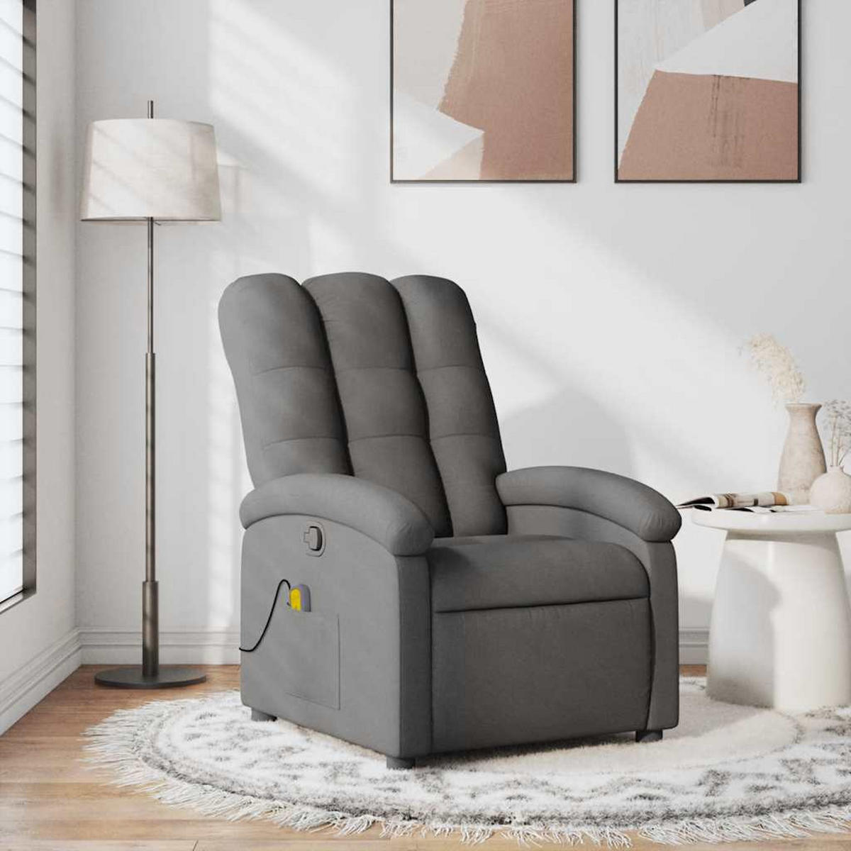 MASSAGESESSEL Dunkelgrau Stoff - Dunkelgrau, Textil (146.5/83.5/70cm) - vidaXL