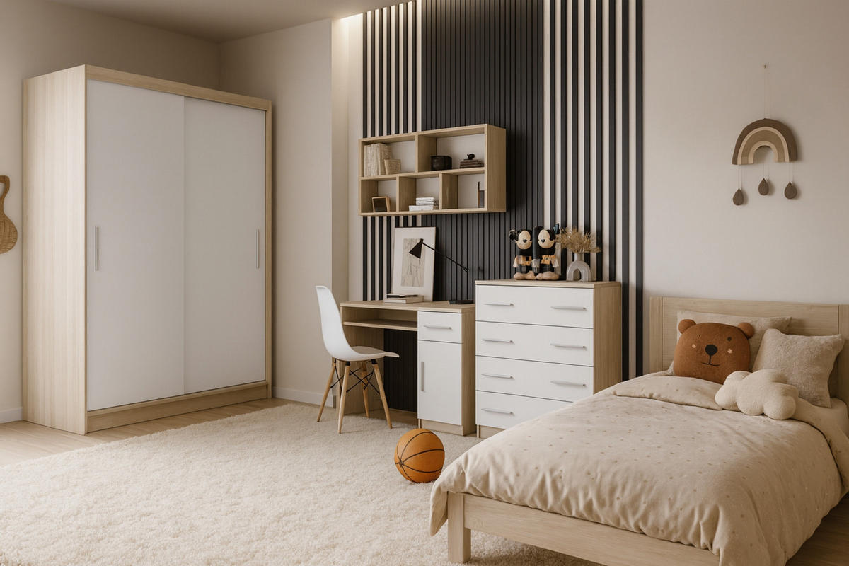 JUGENDZIMMER-SET TILL 04 PLUS 4-teilig in Eiche Sonoma / Weiß matt - Eichefarben/Weiß, Holzwerkstoff (410/200/61cm) - Deine Möbel 24