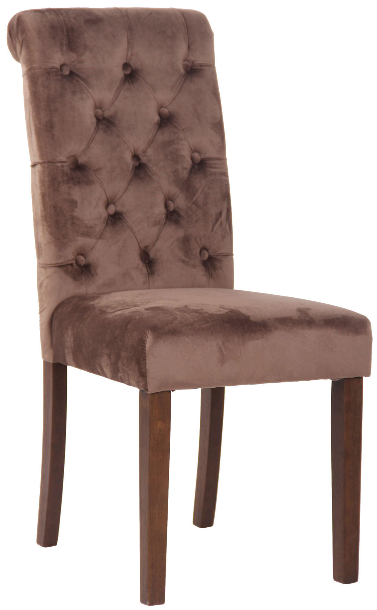 ESSZIMMERSTUHL Lisbon Samt, Gestell Kautschukholz Braun Braun - Braun, Holz/Textil (45/98/63cm) - TPFLiving