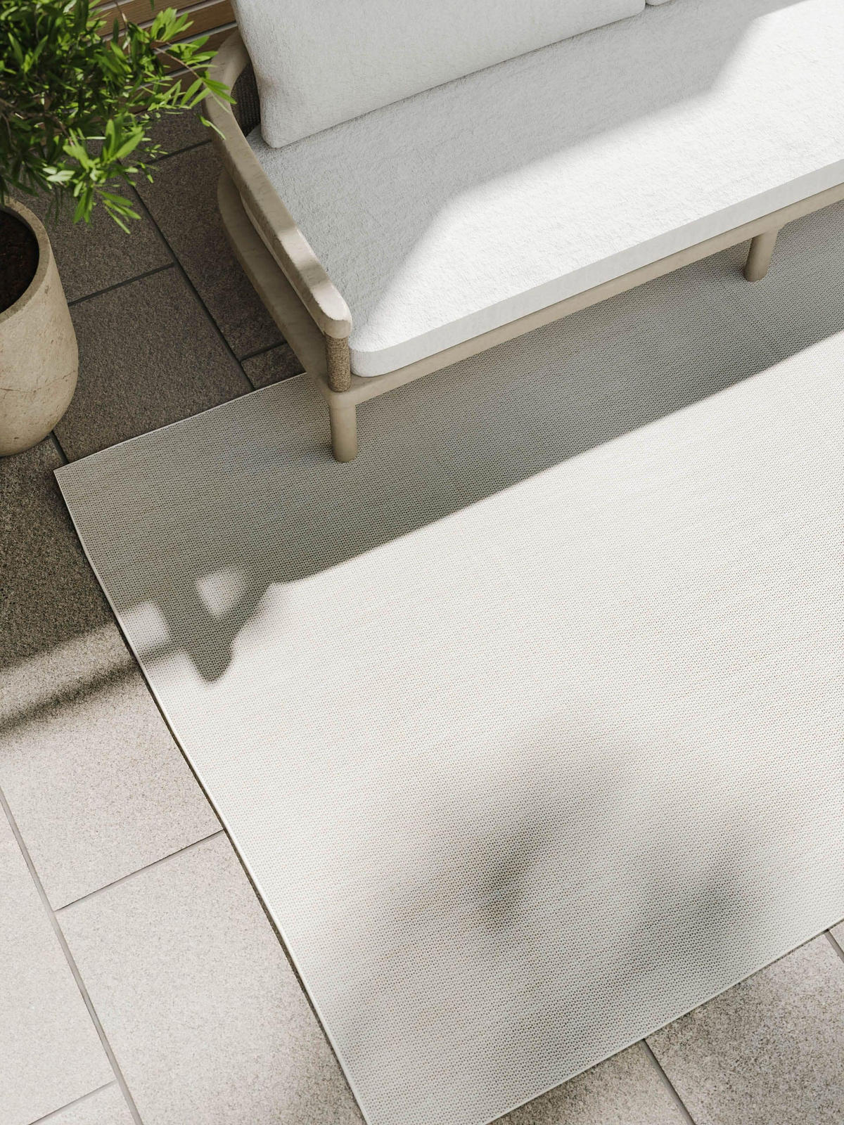 OUTDOORTEPPICH Lou Weiß 160x230 cm - Weiß, Kunststoff (160/230cm) - benuta