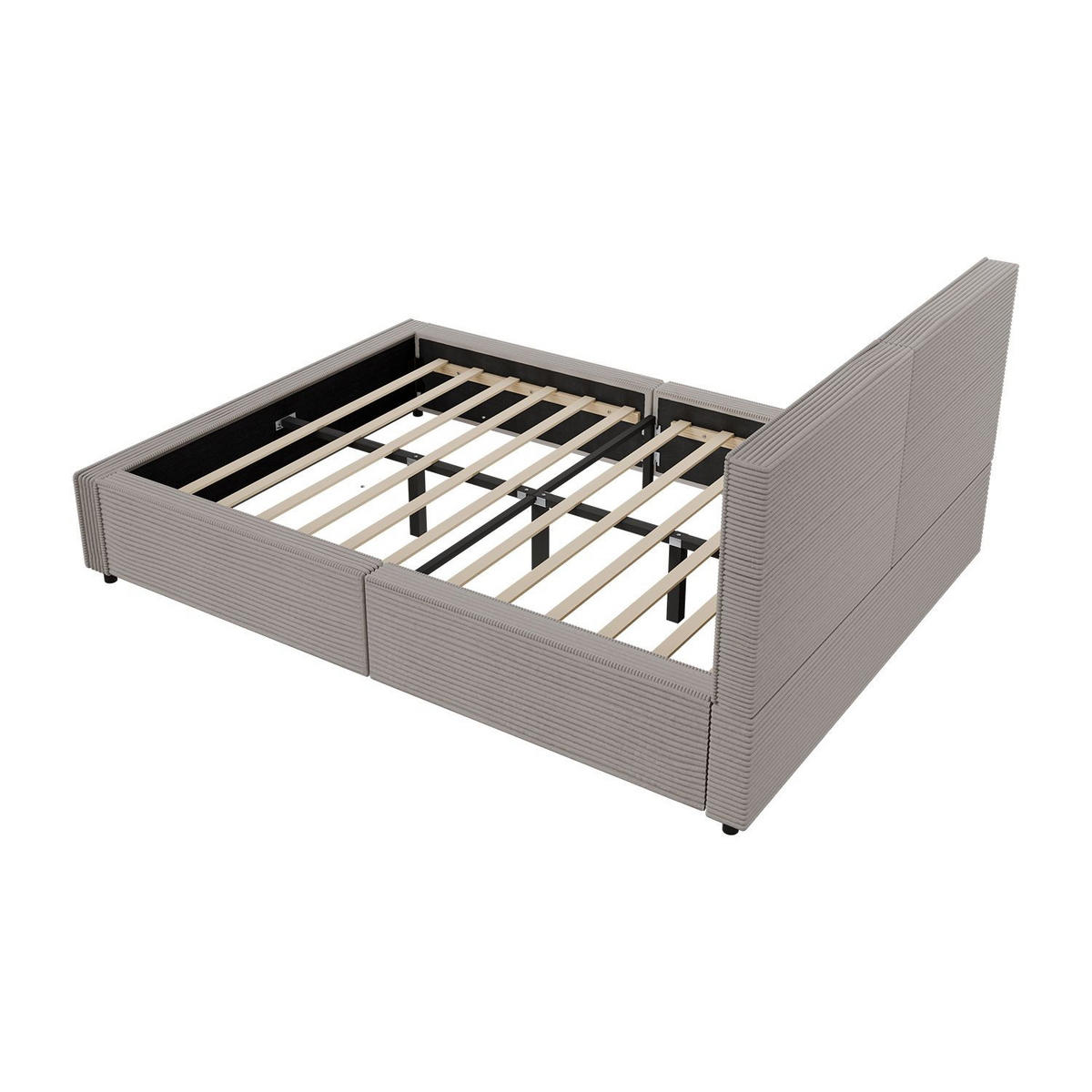 POLSTERBETT Salerno Cord taupe 140x200 cm - Taupe, Textil (140/200cm) - Juskys