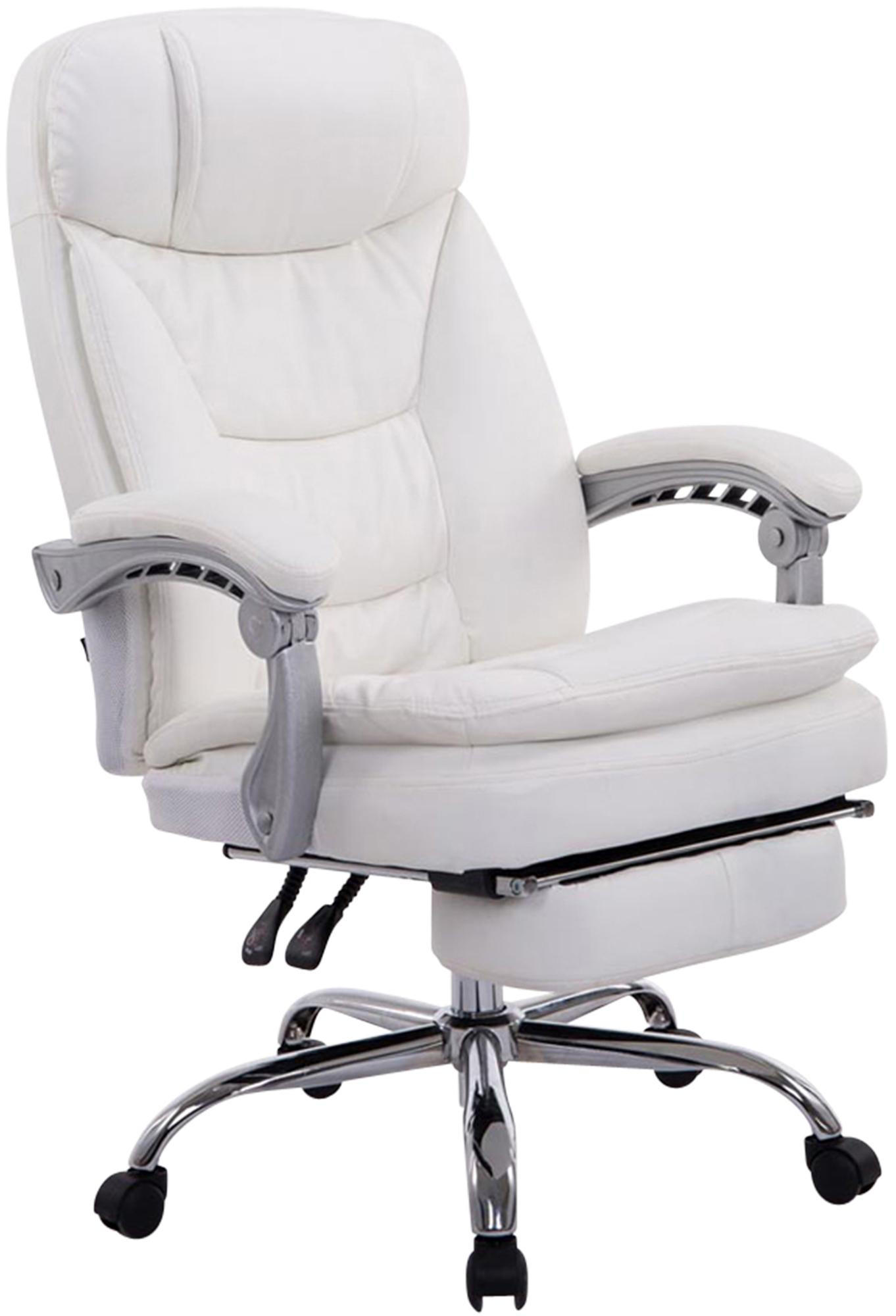 CHEFSESSEL Lederlook Weiß - Chromfarben/Weiß, Textil/Metall (67/112/67cm) - CLP