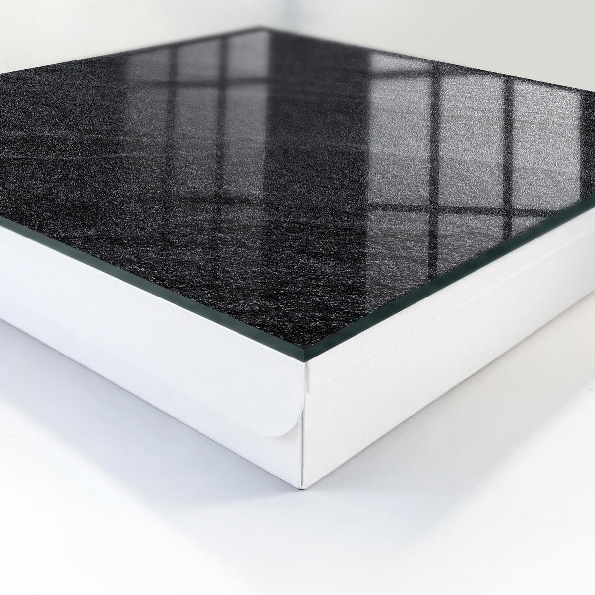 SCHLÜSSELBOX Weiß 30x30 cm – Türöffnung nach rechts - Steinstruktur - Schwarz, Metall (30/30/5cm) - TULUP