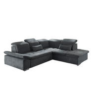 ECKSOFA mit Schlaffunktion mit Bettkasten und verstellbaren Kopf- und Rückenlehnen - Chromfarben/Dunkelgrau, Textil (240/276cm) - ed exciting design
