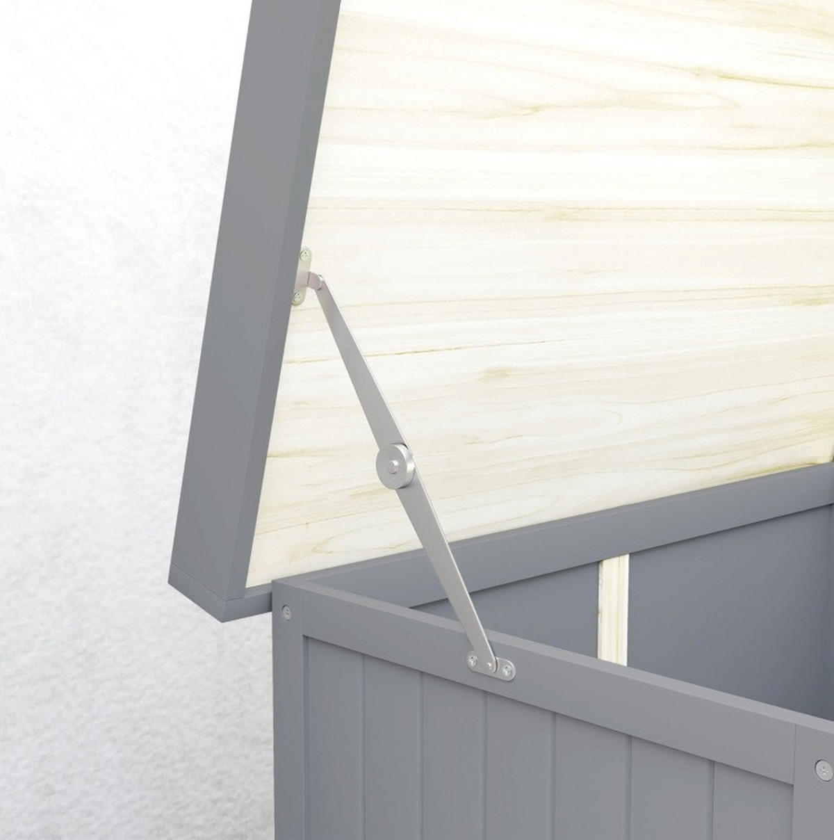 GARTENSCHRANK aus Holz 74x43x88 cm in Grau mit Edelstahl-Arbeitsfläche - Grau, Holz (43/88/74cm) - Modfu