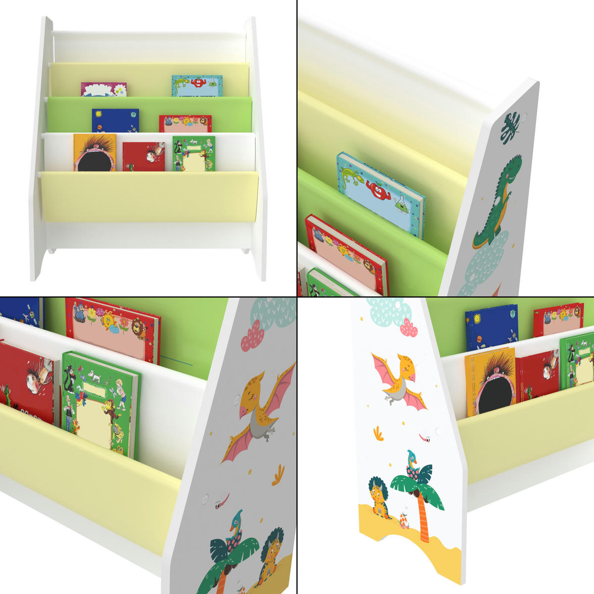 KINDERREGAL Fisterra - Gelb/Weiß, Holzwerkstoff/Textil (62/74/29cm) - [en.casa]