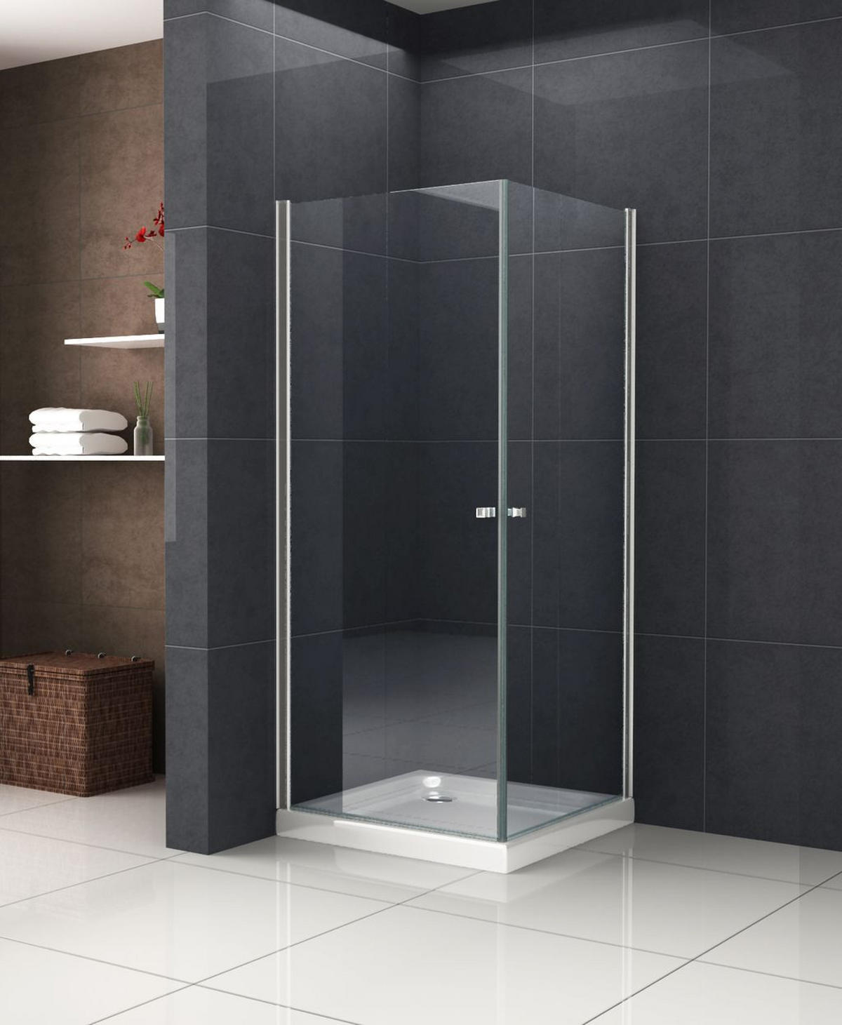 DUSCHKABINE DETO Klar 80 x 80 x 190 cm 6 mm ESG - Klar, Glas (80/80/190cm) - Glasdeals