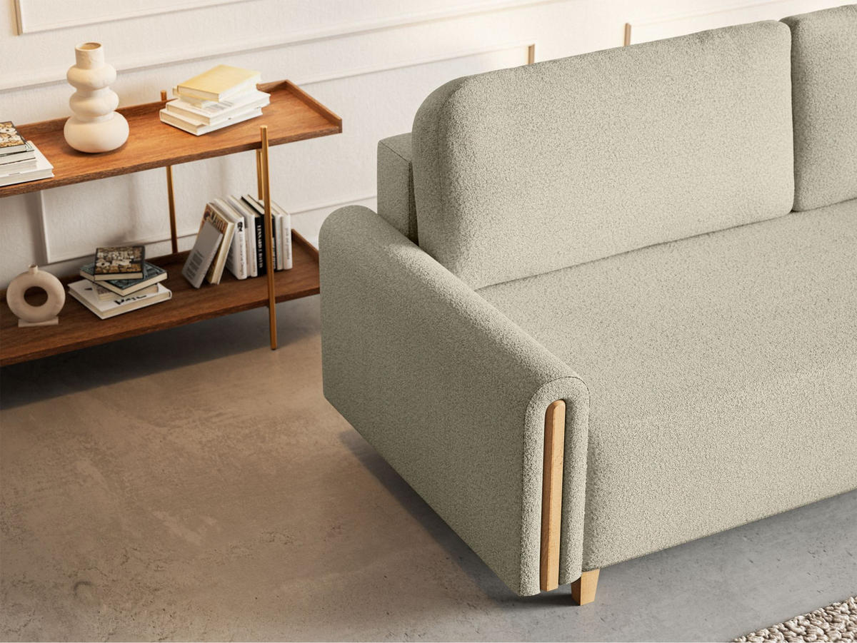3-SITZER SCHLAFSOFA Majla Creme - Eichefarben/Creme, Holz/Textil (236/93/97cm) - Selsey