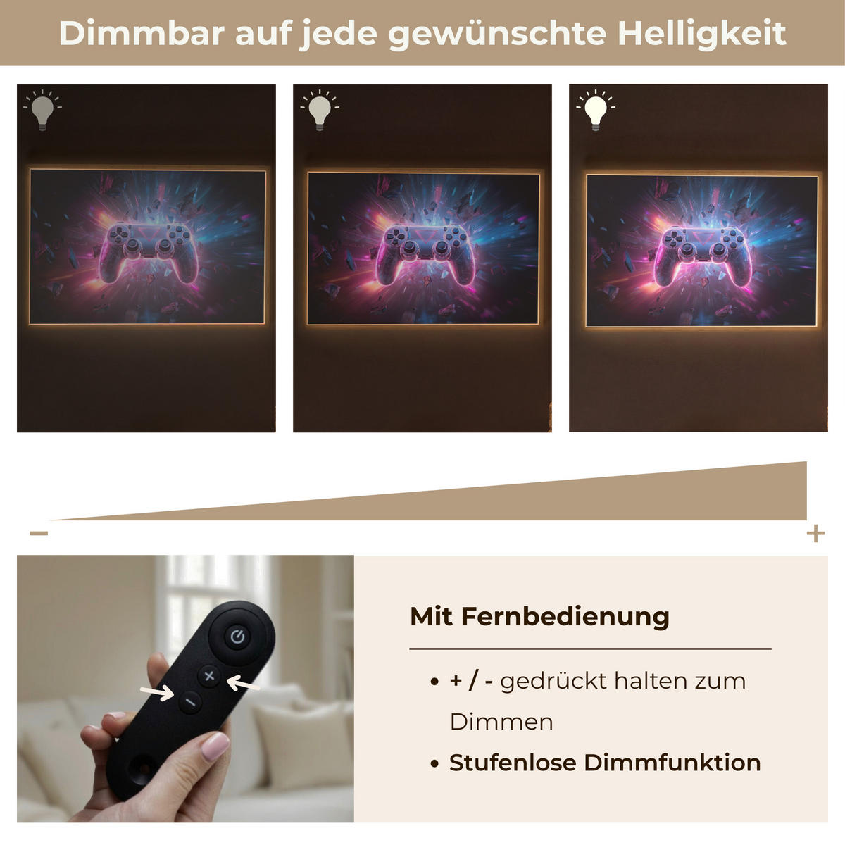 DOBÍJECÍ NOČNÍ LAMPIČKA Controller - Neon - Explosion - Abstraktní 100x70 cm - fialová, kompozitní dřevo (8/100/70cm) - OnlyWow