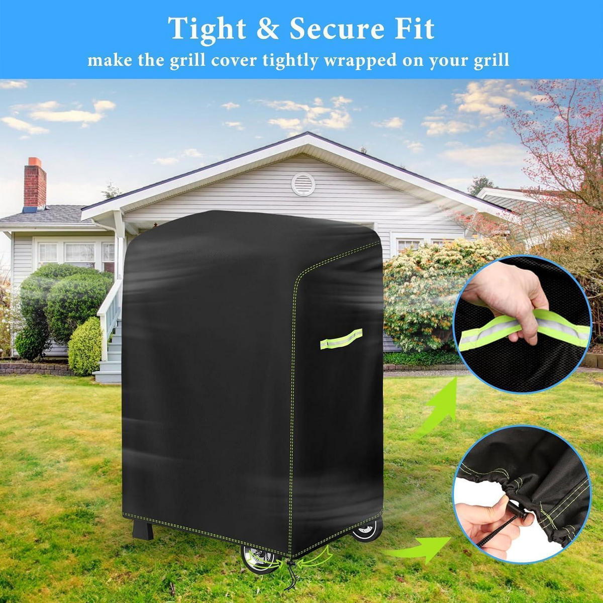 ABDECKHAUBE für Gasgrill 77 x 70 x 110 cm wetterfest 420D Oxford - Schwarz, Textil (70/110/77cm)