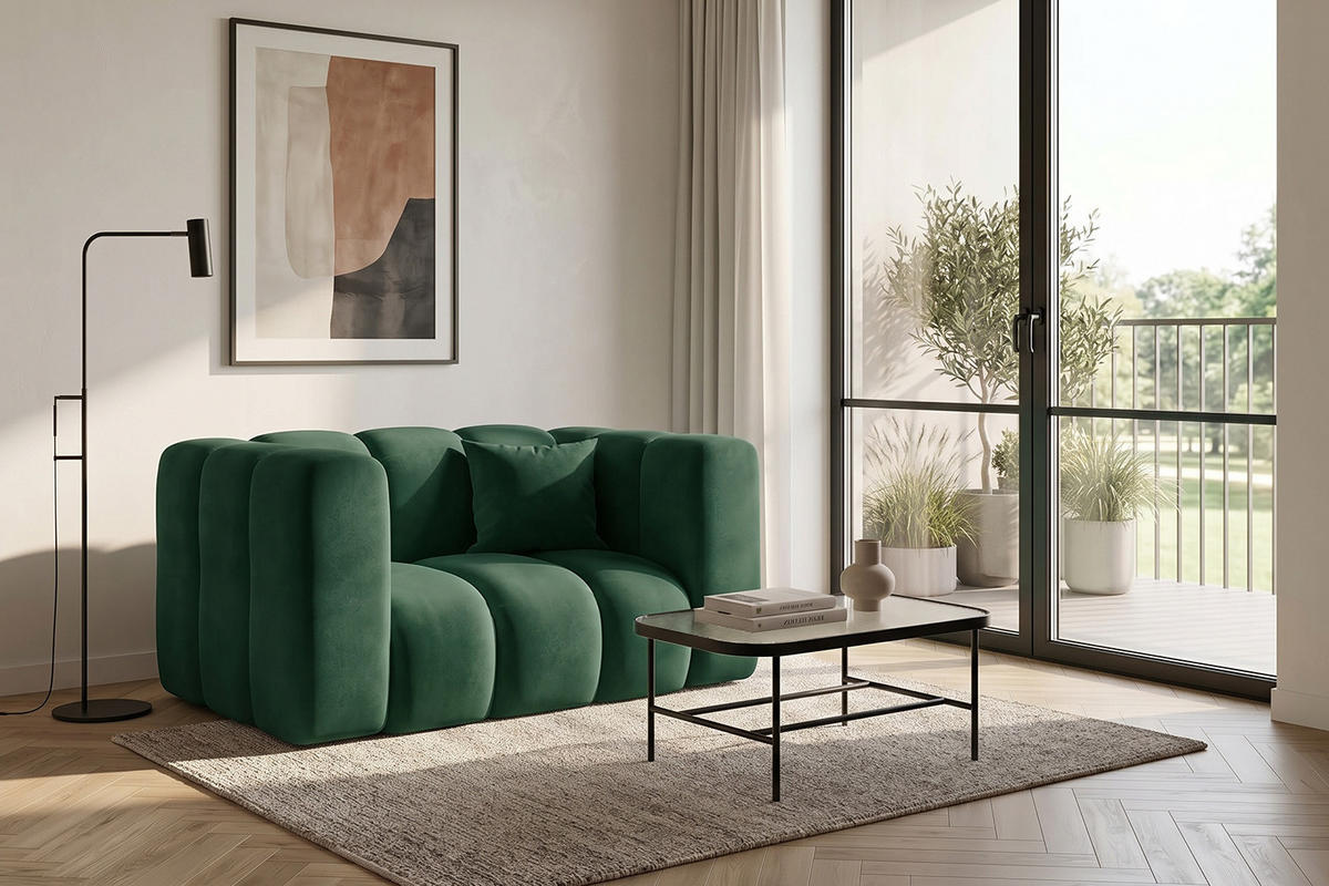 KŘESLO Modulární, Moderní Design, Sametová Látka Riviera, Zelené, GRAND - zelená barva, dřevo (137/70/89cm) - Kaiser Möbel
