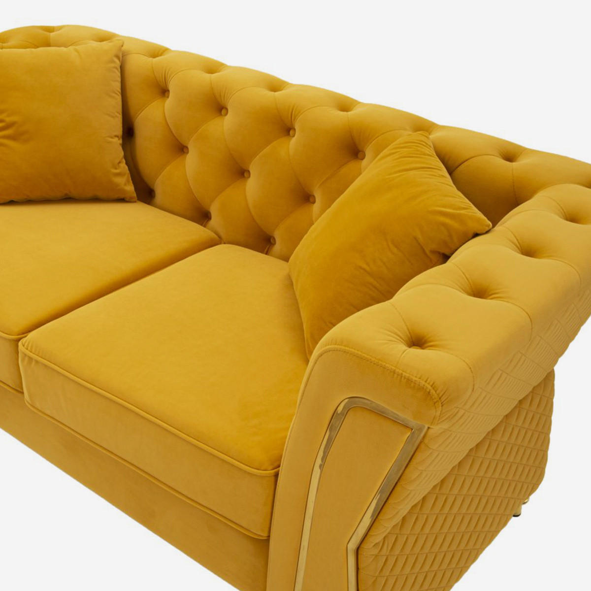 2-SITZER Sofa gesteppt Emy - Gelb - Gelb, Holz/Holzwerkstoff (162/76/83cm) - Pasmara
