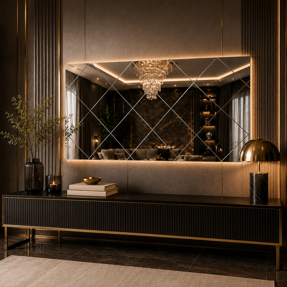 SPIEGEL Divinity Karo Design 60x120cm - Transparent, Holzwerkstoff (120/60/2.2cm) - moebel17