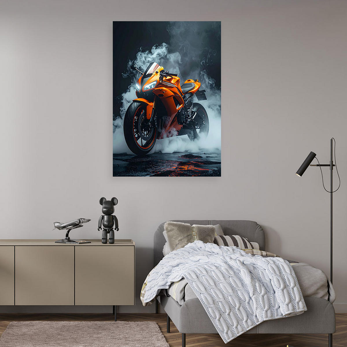 LEINWANDBILD Kraftfahrzeuge 80x120cm - Orange, Textil (80/120cm) - Feeby