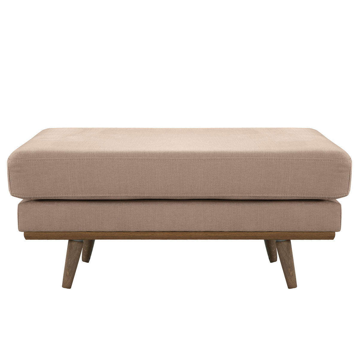 POLSTERHOCKER - Taupe/Eichefarben, Eichenholz/Textil (85/43/60cm) - home24
