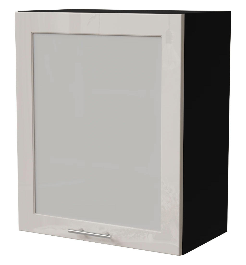 KÜCHENHÄNGESCHRANK Brerra W2S/60 Schwarz / RAL 9001 creme Hochglanz 60 / 32,5 / 72cm - Creme/Schwarz, Holz/Holzwerkstoff (60/72/32.5cm) - Feldmann-Wohnen