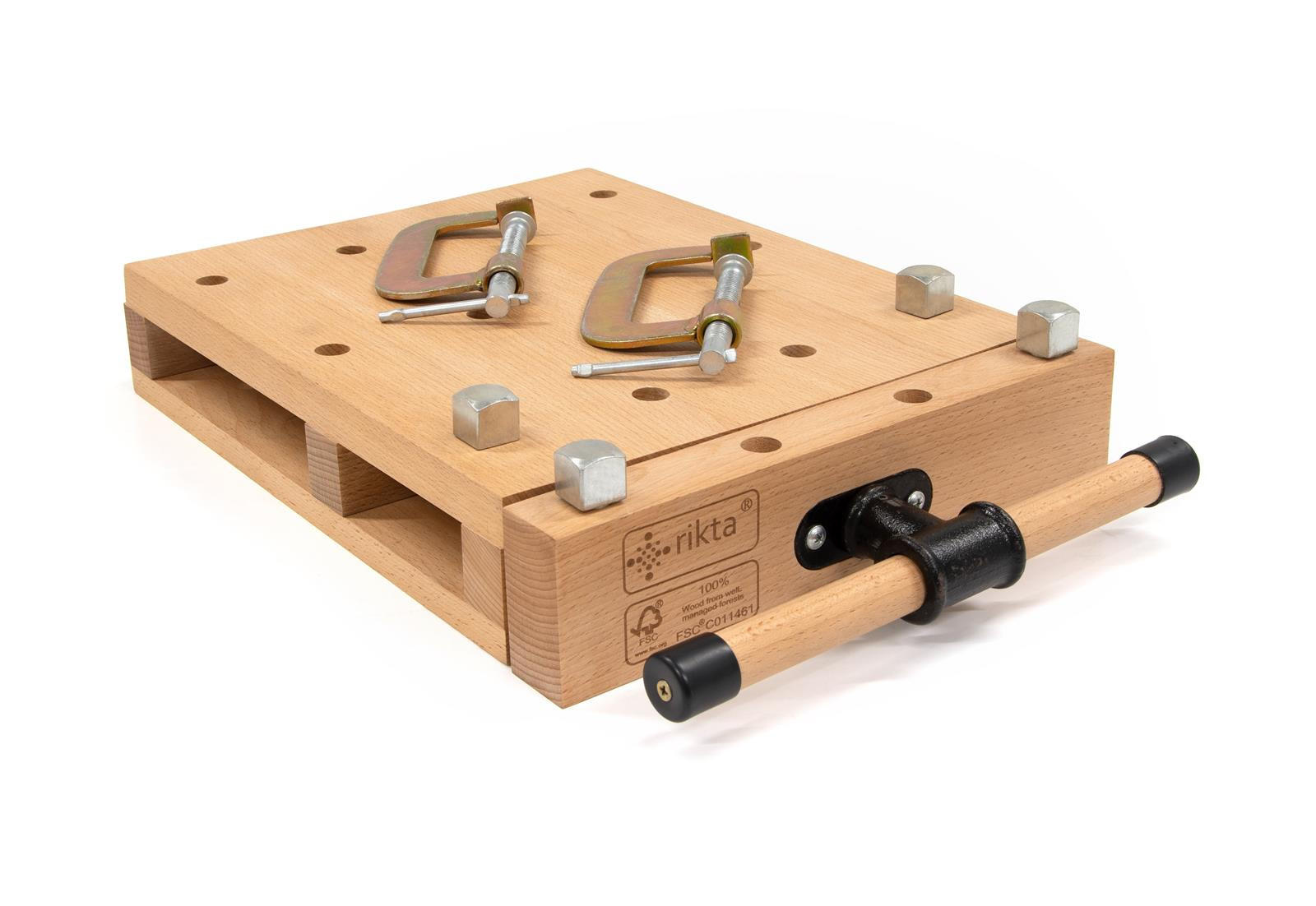 HOBELBANK Tragbare mit Schraubstock FSC Buchenholz 47/29/7 cm - Braun, Holz (29/7/47cm) - Rikta