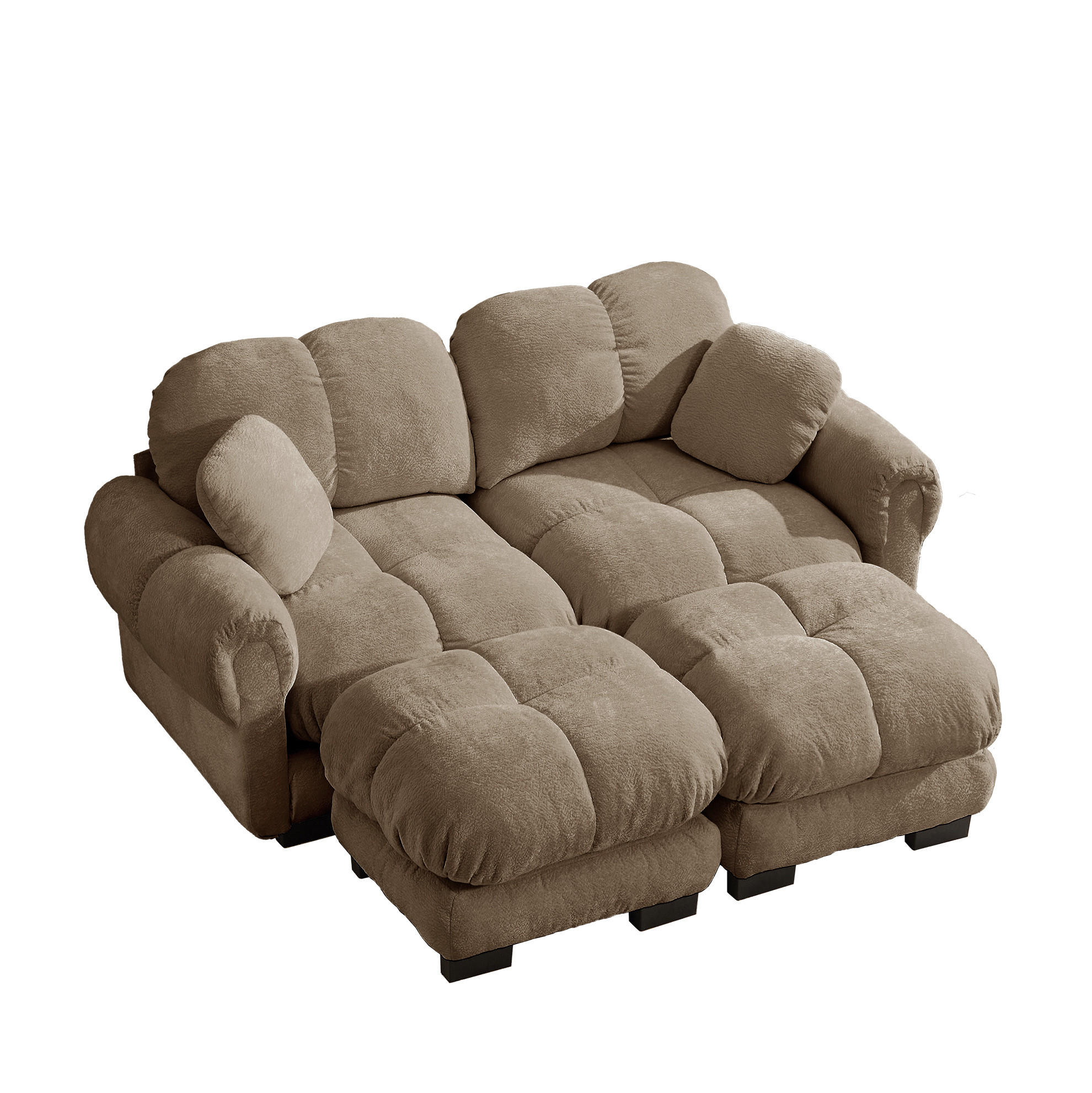 SOFA 190/149/90 cm in Braun aus Chenille mit modularer Flexibilität und Steppdesign - Braun, Textil (149/90/190cm) - Flora Grace