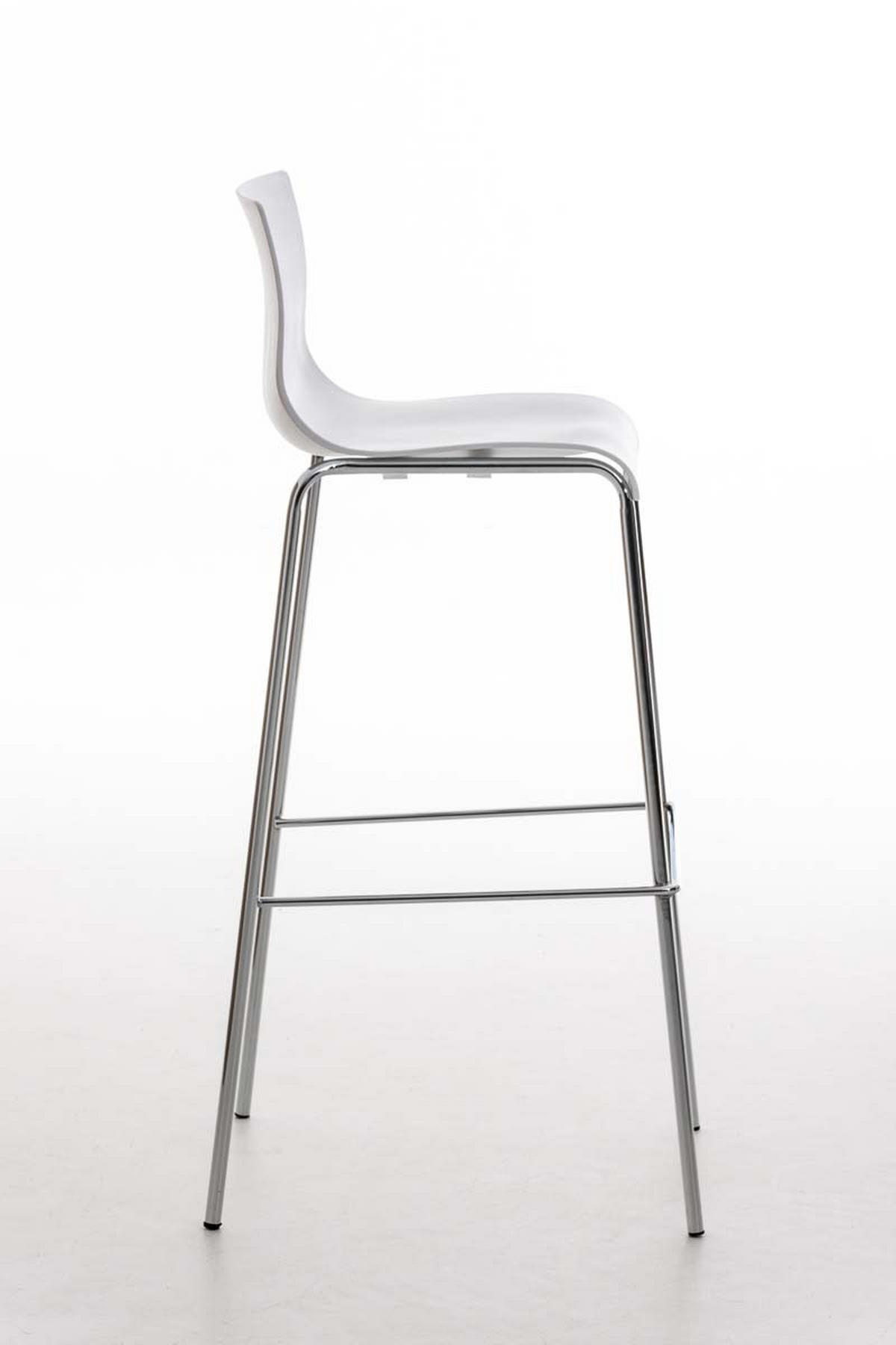 BARHOCKER Kunststoff Weiß - Chromfarben/Weiß, Kunststoff/Metall (43/100/48cm) - CLP