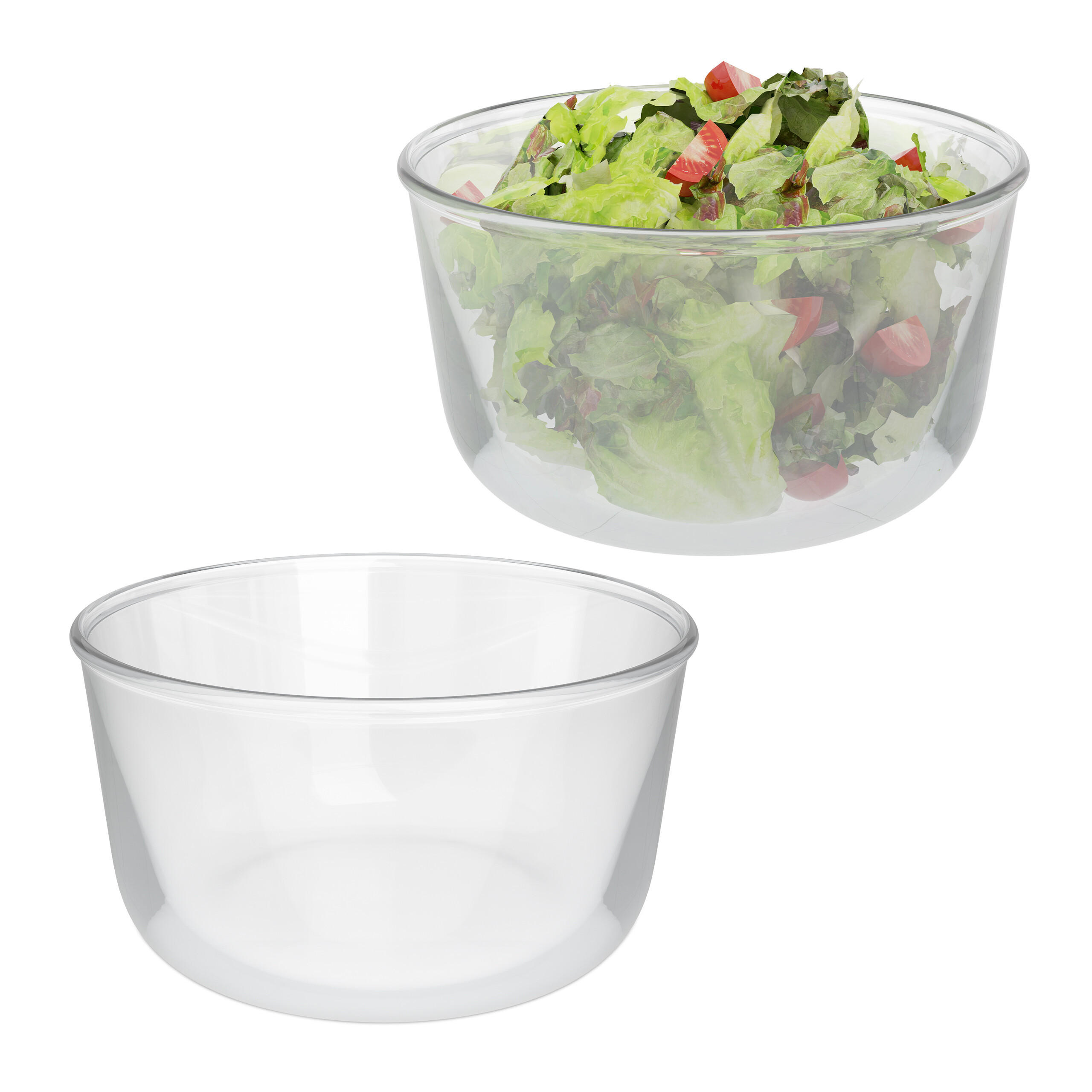 2XSALATSCHÜSSEL - Transparent, Glas (19cm) - Relaxdays