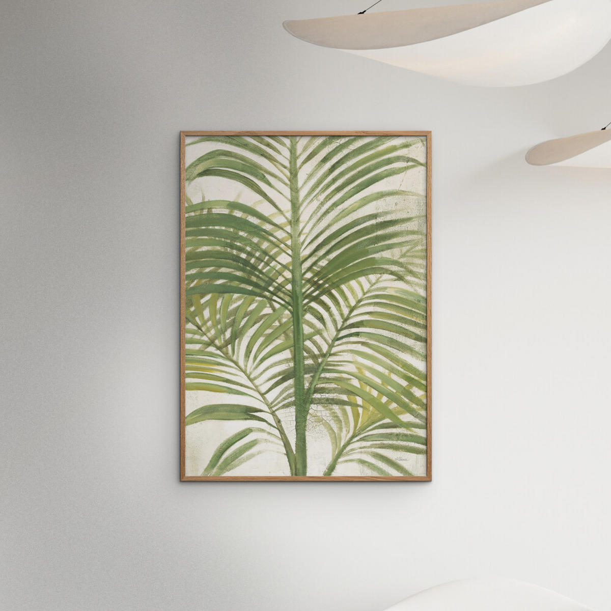 POSTER mit Rahmen Wild Apple - Palms II Bright - Eichefarben/Grün, Holz/Papier (50/70cm) - Poster&Frame