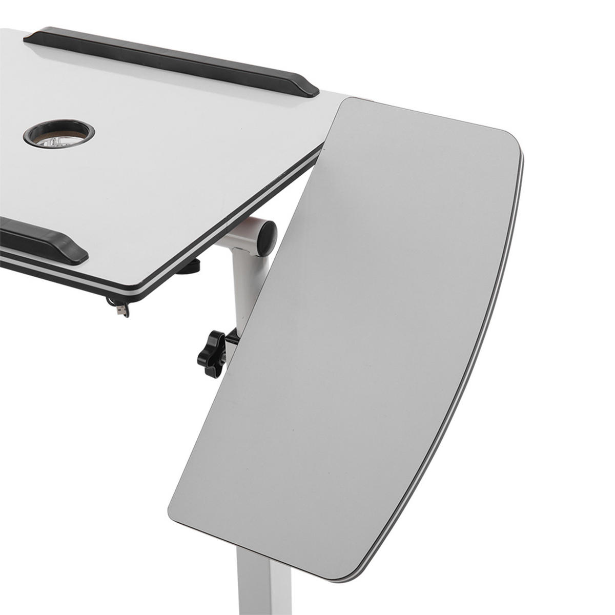 LAPTOPTISCH mit Rad in Weiß Höhen- und Winkelverstellbarer mobiler - Weiß, Metall (40/44/89cm) - Livingandhome