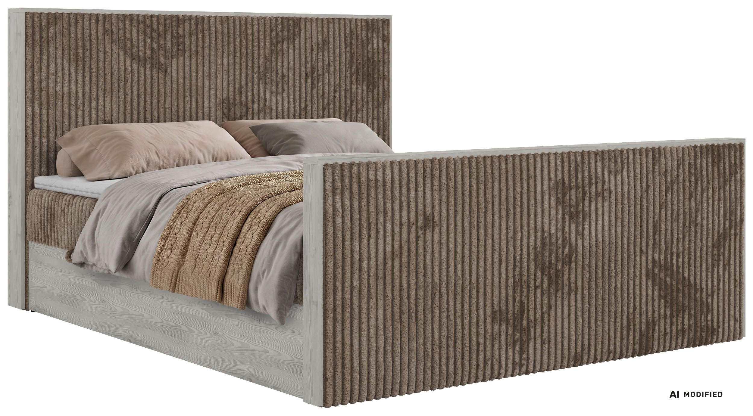 KONTINENTÁLNÍ POSTEL NORDIC DUO 180/200 - Hnědá Manšestr - Topper Visco - H3 - černá/hnědá, textil/plast (180/200cm) - MKS