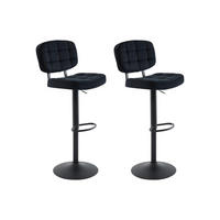 BARHOCKER 2er-Set höhenverstellbar - Samt & Metall - Schwarz - LINARA - Schwarz, Textil (49/114.5/49cm) - Vente-Unique
