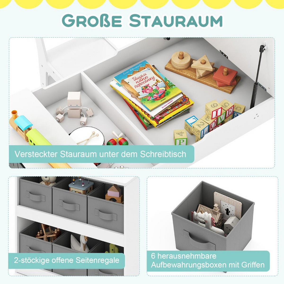 KINDERTISCH mit Stuhl weiß(3-tlg) - Weiß, Holzwerkstoff (109/55/60cm) - COSTWAY